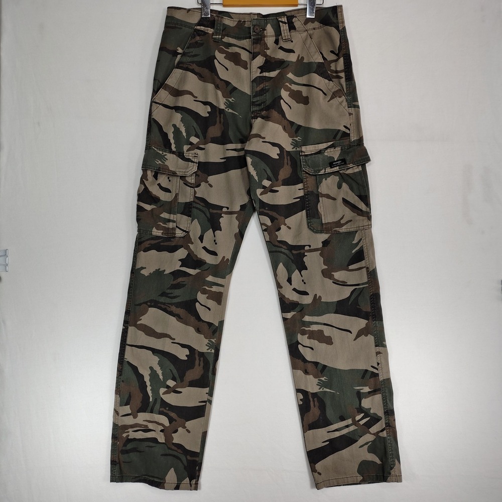 Wrangler Five Star Flex Cargo Pants Mens 32x34 Camo Relaxed Fit Woodland Camo